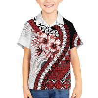 Bula Fiji Family Matching Puletasi and Hawaiian Shirt White Kaivity Masi Tapa