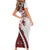 Bula Fiji Family Matching Short Sleeve Bodycon Dress and Hawaiian Shirt White Kaivity Masi Tapa