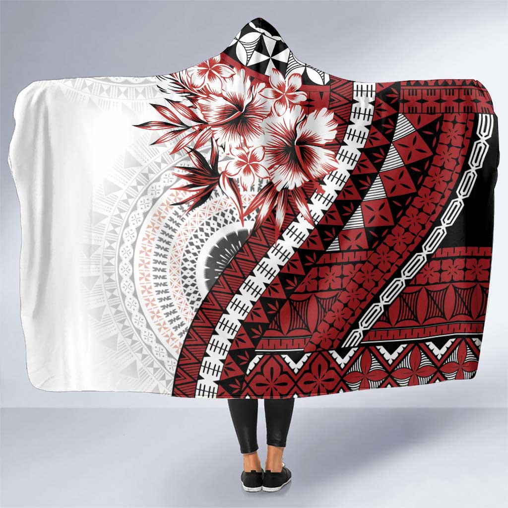 Bula Fiji Hooded Blanket White Kaivity Masi Tapa