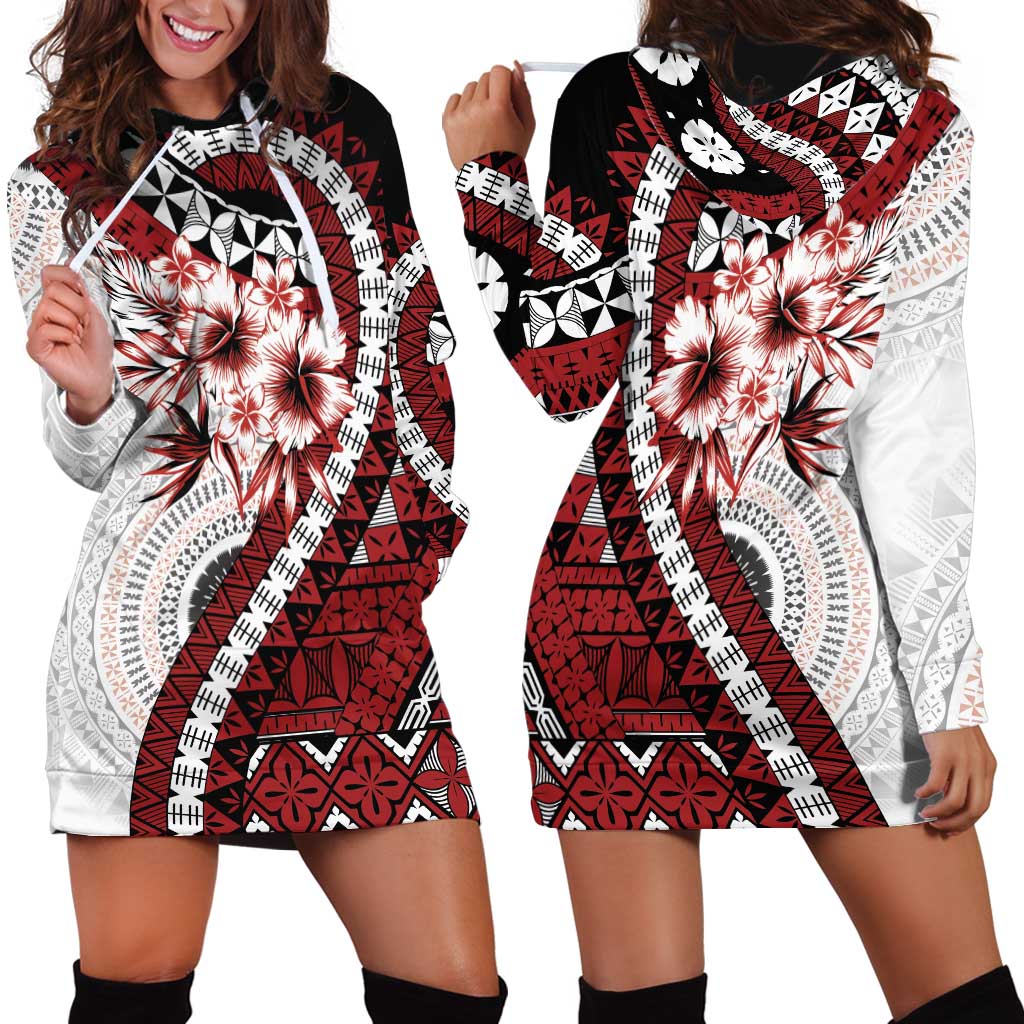 Bula Fiji Hoodie Dress White Kaivity Masi Tapa