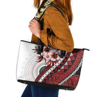 Bula Fiji Leather Tote Bag White Kaivity Masi Tapa LT7 White - Polynesian Pride