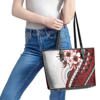 Bula Fiji Leather Tote Bag White Kaivity Masi Tapa LT7 - Polynesian Pride