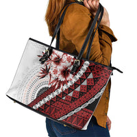 Bula Fiji Leather Tote Bag White Kaivity Masi Tapa LT7 - Polynesian Pride
