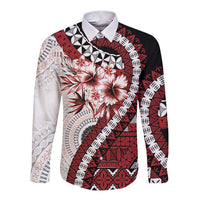 Bula Fiji Long Sleeve Button Shirt White Kaivity Masi Tapa LT7 Unisex White - Polynesian Pride