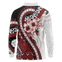 Bula Fiji Long Sleeve Polo Shirt White Kaivity Masi Tapa LT7 - Polynesian Pride