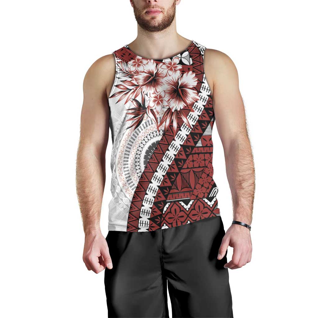 Bula Fiji Men Tank Top White Kaivity Masi Tapa