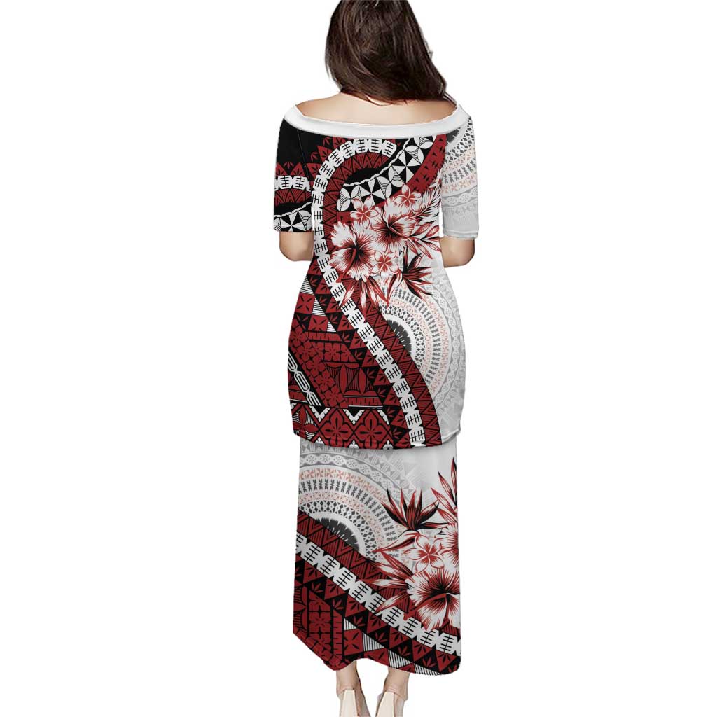 Bula Fiji Puletasi White Kaivity Masi Tapa