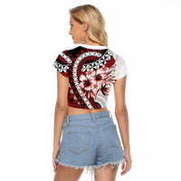 Bula Fiji Raglan Cropped T Shirt White Kaivity Masi Tapa LT7 - Polynesian Pride