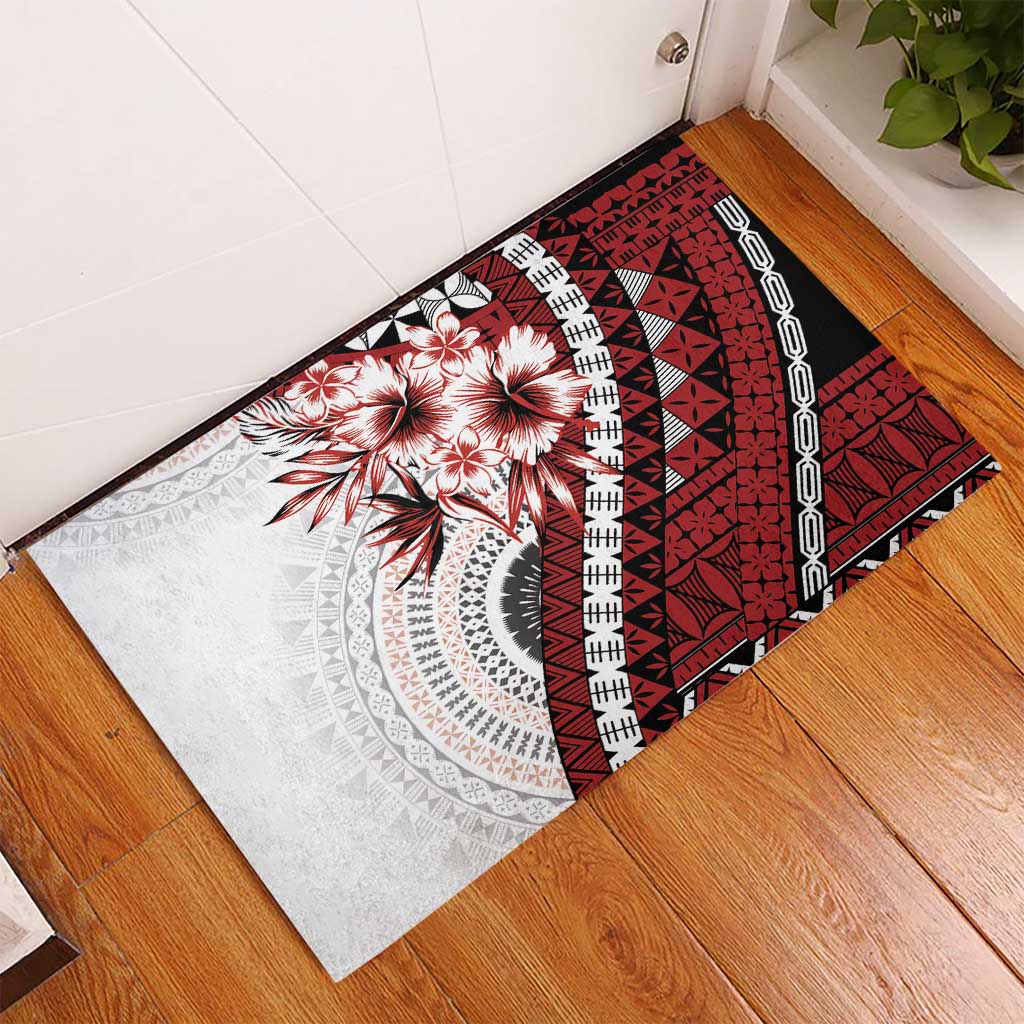 Bula Fiji Rubber Doormat White Kaivity Masi Tapa LT7 - Polynesian Pride