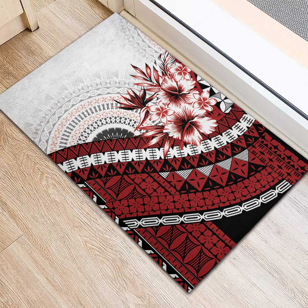 Bula Fiji Rubber Doormat White Kaivity Masi Tapa LT7 - Polynesian Pride