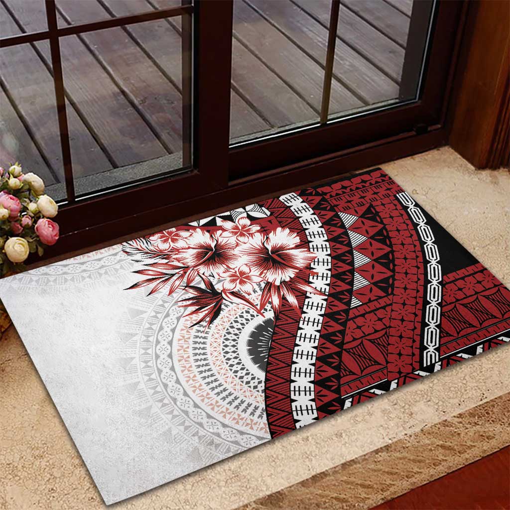 Bula Fiji Rubber Doormat White Kaivity Masi Tapa LT7 - Polynesian Pride