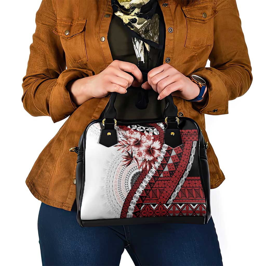 Bula Fiji Shoulder Handbag White Kaivity Masi Tapa LT7 - Polynesian Pride