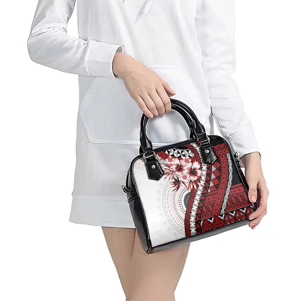 Bula Fiji Shoulder Handbag White Kaivity Masi Tapa LT7 - Polynesian Pride