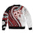 Bula Fiji Sleeve Zip Bomber Jacket White Kaivity Masi Tapa