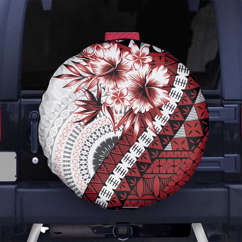 Bula Fiji Spare Tire Cover White Kaivity Masi Tapa LT7 No hole White - Polynesian Pride