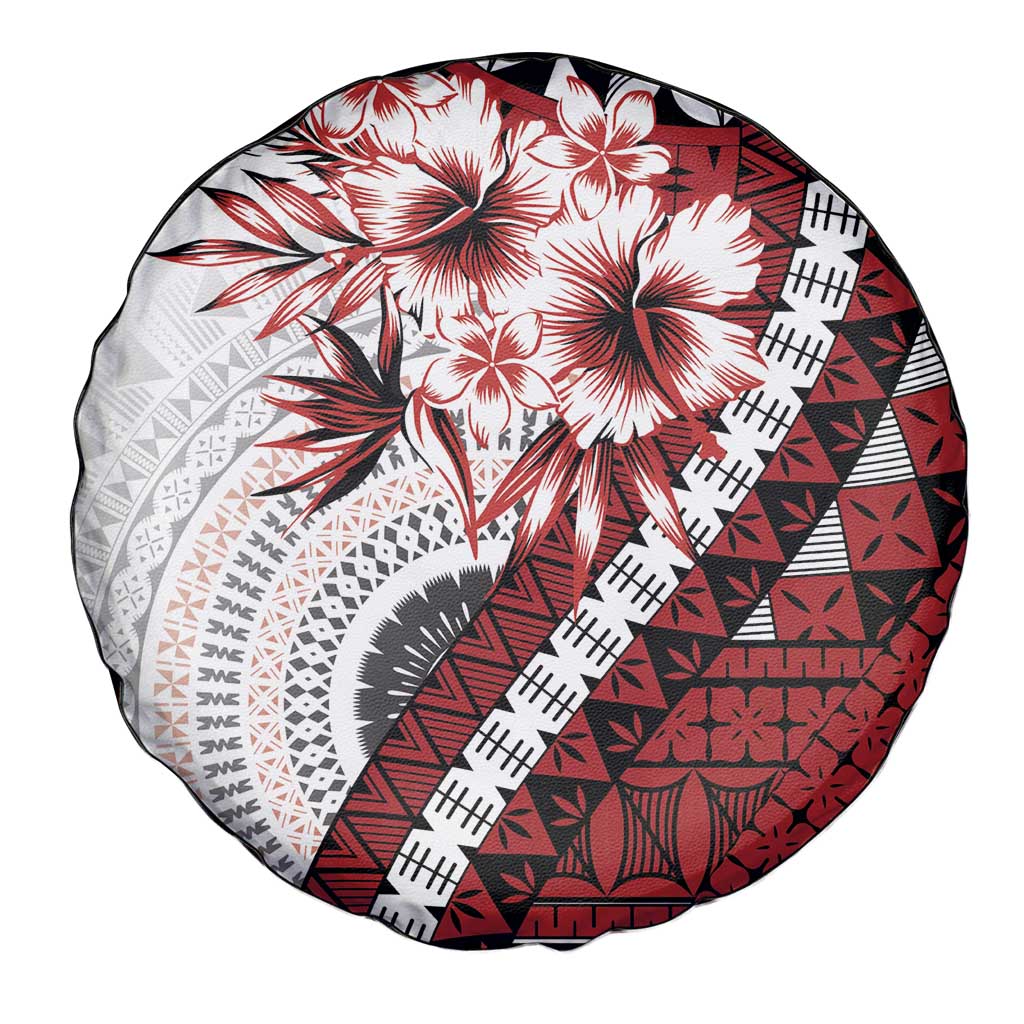 Bula Fiji Spare Tire Cover White Kaivity Masi Tapa LT7 - Polynesian Pride