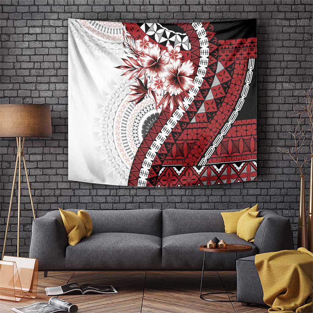 Bula Fiji Tapestry White Kaivity Masi Tapa