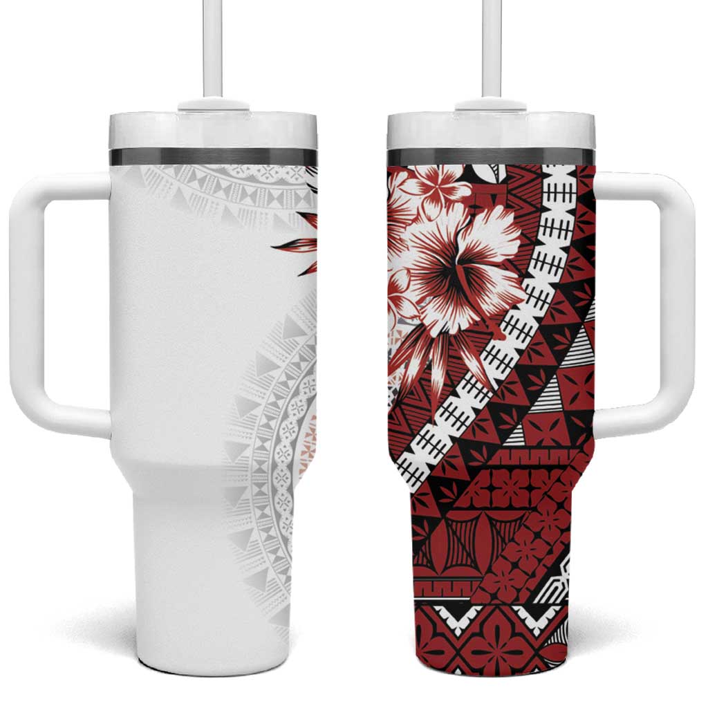 Bula Fiji Tumbler With Handle White Kaivity Masi Tapa