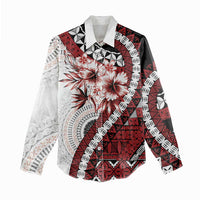 Bula Fiji Women Casual Shirt White Kaivity Masi Tapa