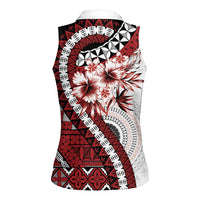 Bula Fiji Women Sleeveless Polo Shirt White Kaivity Masi Tapa LT7 - Polynesian Pride