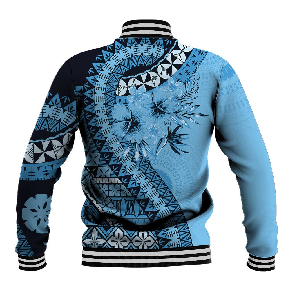 Bula Fiji Baseball Jacket Turquoise Kaivity Masi Tapa LT7 - Polynesian Pride