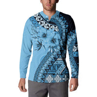 Bula Fiji Button Sweatshirt Turquoise Kaivity Masi Tapa LT7 - Polynesian Pride