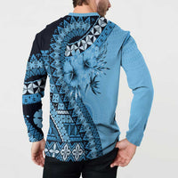 Bula Fiji Button Sweatshirt Turquoise Kaivity Masi Tapa LT7 - Polynesian Pride