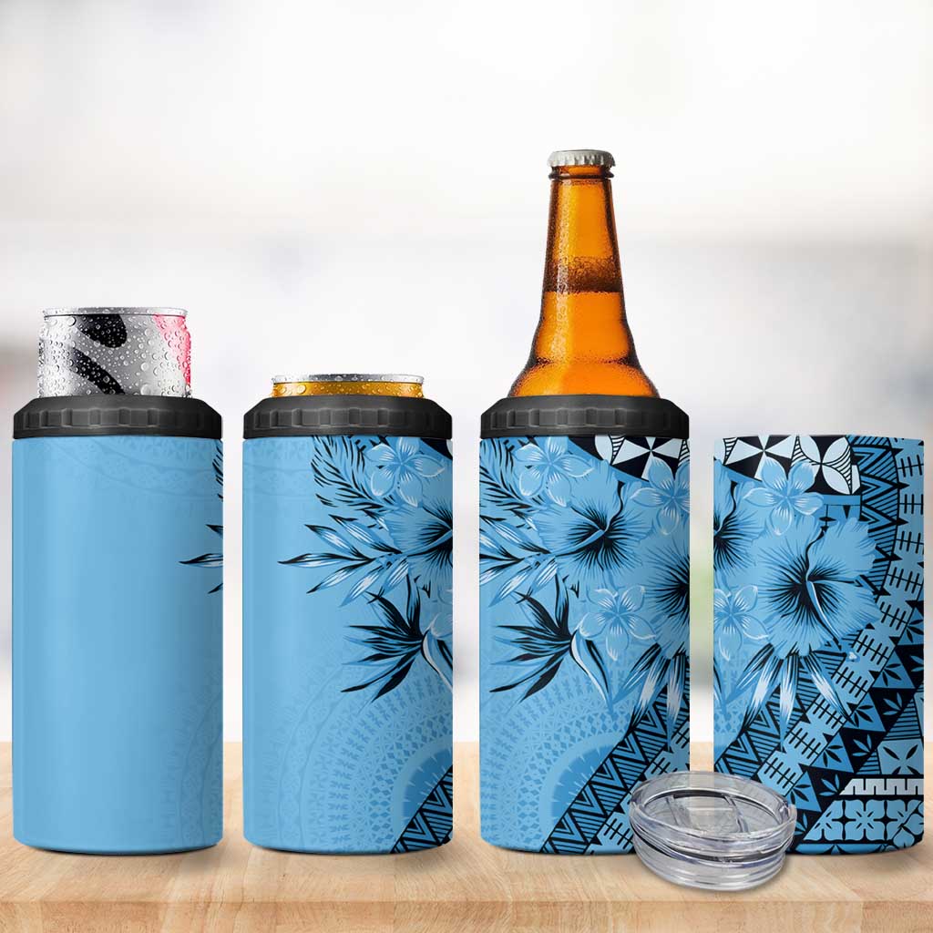 Bula Fiji 4 in 1 Can Cooler Tumbler Turquoise Kaivity Masi Tapa LT7 - Polynesian Pride
