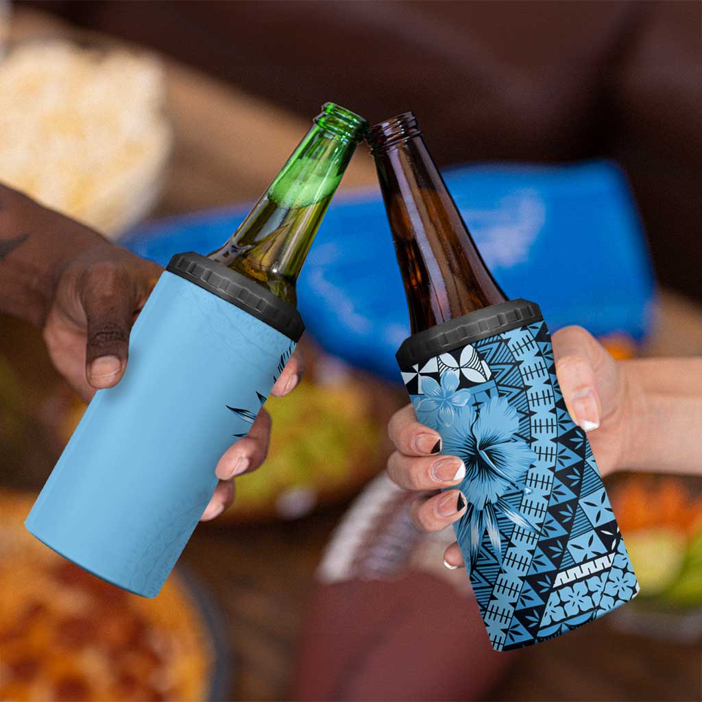 Bula Fiji 4 in 1 Can Cooler Tumbler Turquoise Kaivity Masi Tapa LT7 - Polynesian Pride
