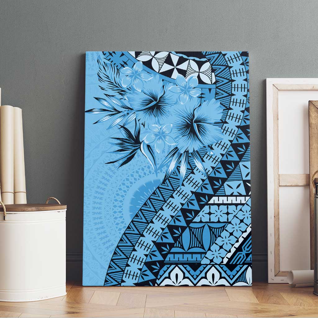 Bula Fiji Canvas Wall Art Turquoise Kaivity Masi Tapa LT7 - Polynesian Pride