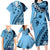 Bula Fiji Family Matching Long Sleeve Bodycon Dress and Hawaiian Shirt Turquoise Kaivity Masi Tapa