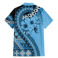 Bula Fiji Family Matching Mermaid Dress and Hawaiian Shirt Turquoise Kaivity Masi Tapa