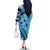 Bula Fiji Family Matching Off The Shoulder Long Sleeve Dress and Hawaiian Shirt Turquoise Kaivity Masi Tapa