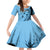 Bula Fiji Family Matching Off Shoulder Short Dress and Hawaiian Shirt Turquoise Kaivity Masi Tapa