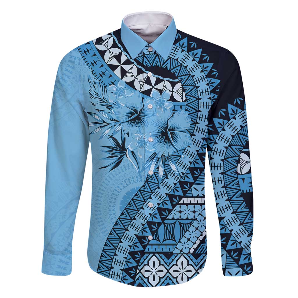 Bula Fiji Family Matching Off Shoulder Short Dress and Hawaiian Shirt Turquoise Kaivity Masi Tapa