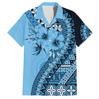 Bula Fiji Family Matching Summer Maxi Dress and Hawaiian Shirt Turquoise Kaivity Masi Tapa