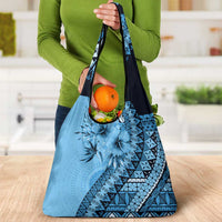 Bula Fiji Grocery Bag Turquoise Kaivity Masi Tapa
