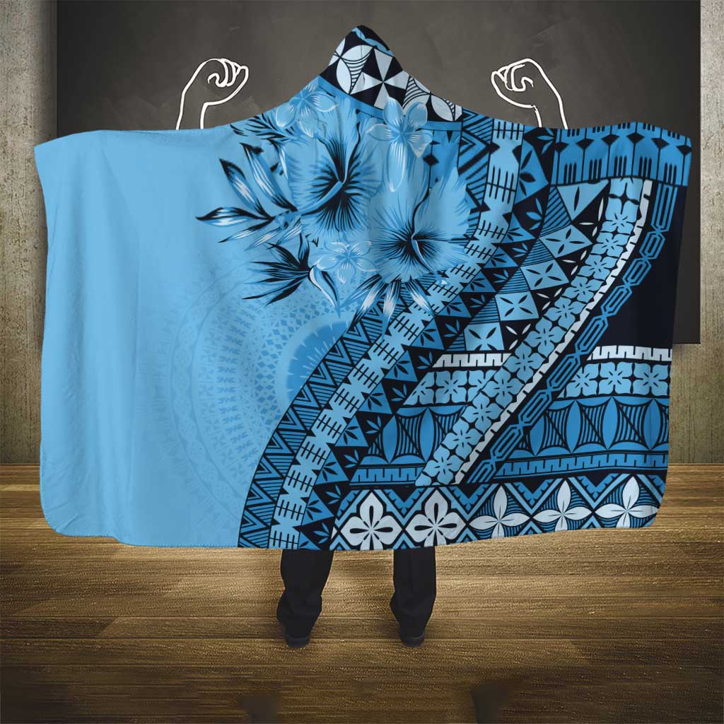 Bula Fiji Hooded Blanket Turquoise Kaivity Masi Tapa