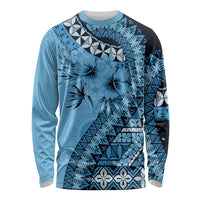 Bula Fiji Long Sleeve Shirt Turquoise Kaivity Masi Tapa LT7 Unisex Turquoise - Polynesian Pride