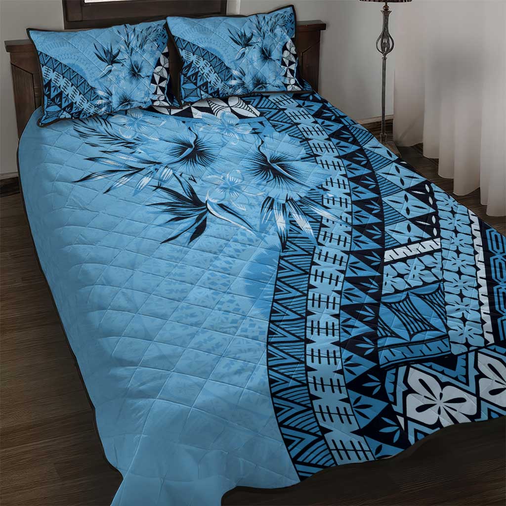 Bula Fiji Quilt Bed Set Turquoise Kaivity Masi Tapa