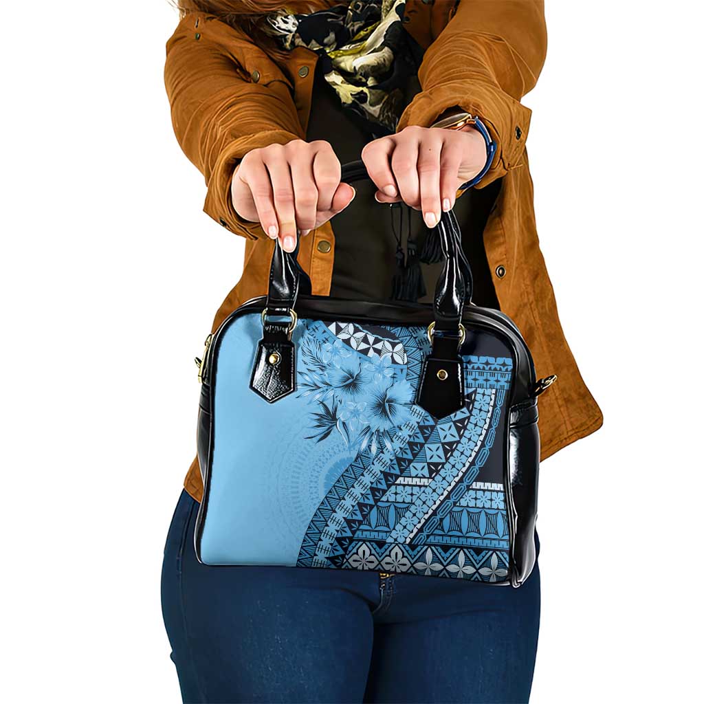 Bula Fiji Shoulder Handbag Turquoise Kaivity Masi Tapa LT7 One Size Turquoise - Polynesian Pride