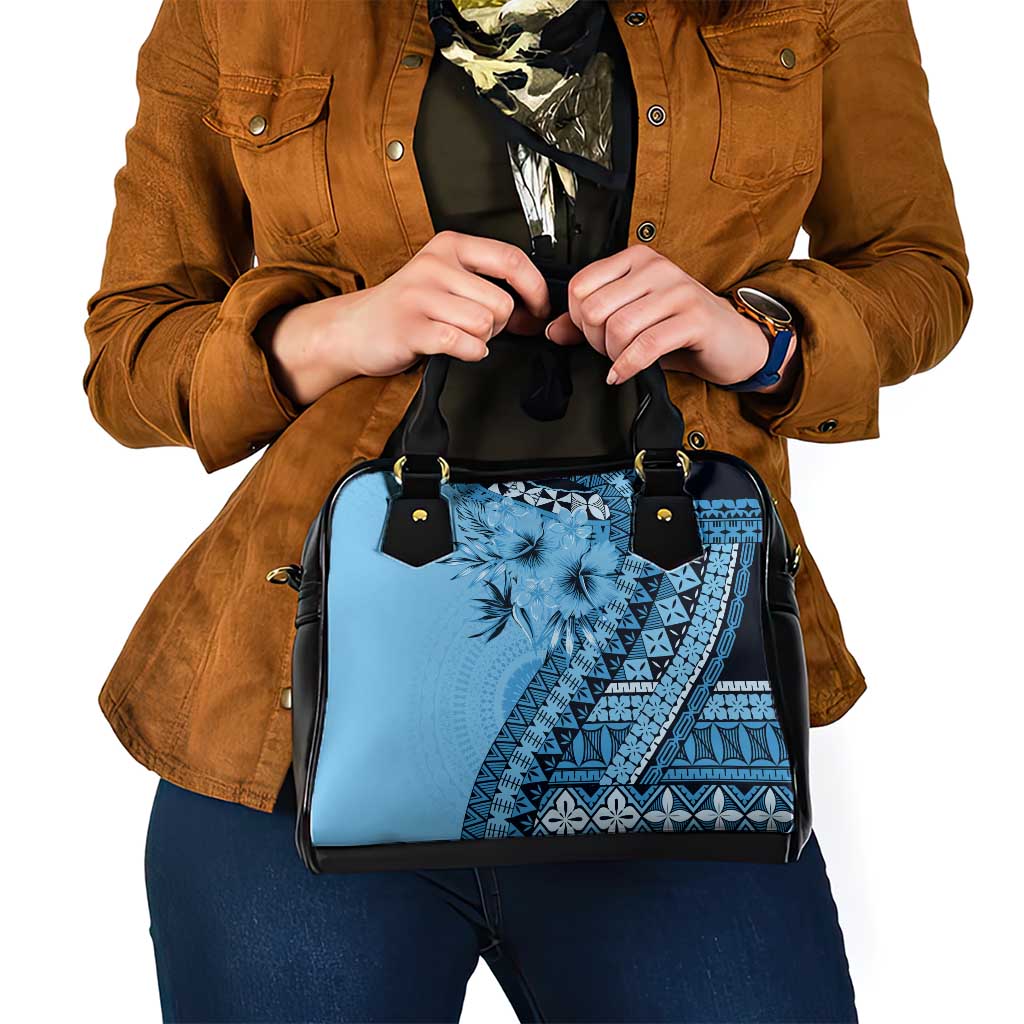 Bula Fiji Shoulder Handbag Turquoise Kaivity Masi Tapa LT7 - Polynesian Pride