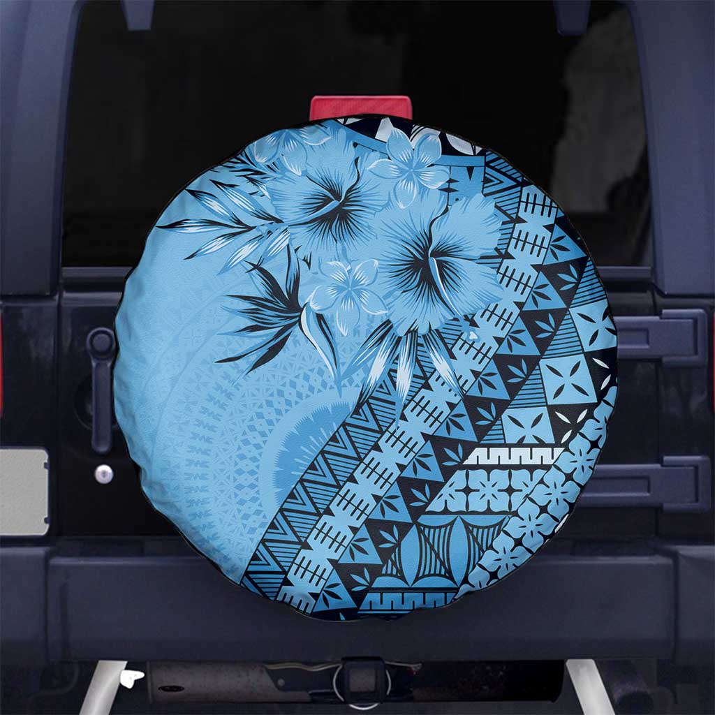 Bula Fiji Spare Tire Cover Turquoise Kaivity Masi Tapa LT7 No hole Turquoise - Polynesian Pride