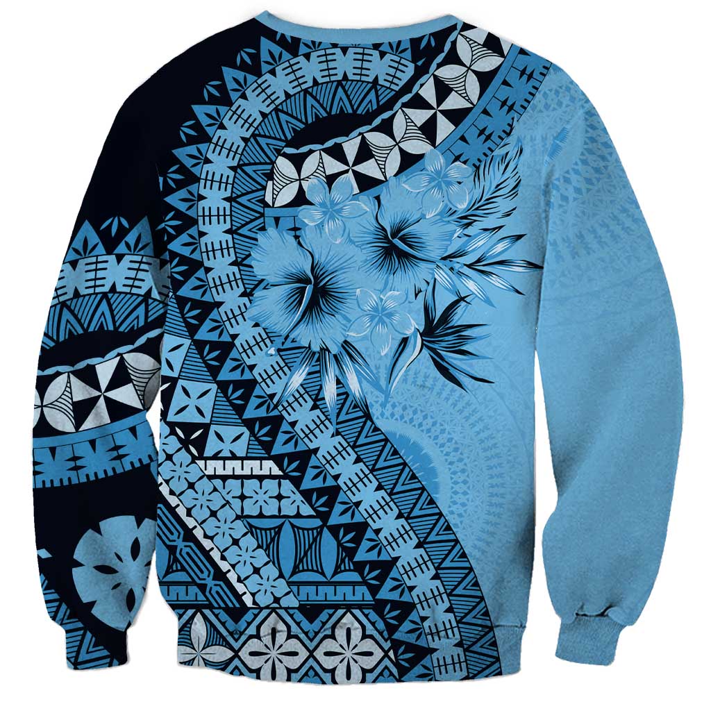 Bula Fiji Sweatshirt Turquoise Kaivity Masi Tapa LT7 - Polynesian Pride