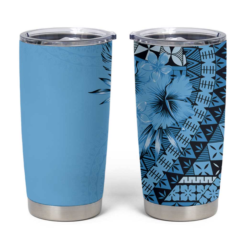 Bula Fiji Tumbler Cup Turquoise Kaivity Masi Tapa LT7 Turquoise - Polynesian Pride