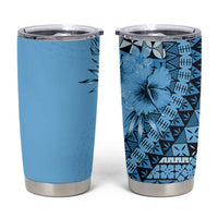 Bula Fiji Tumbler Cup Turquoise Kaivity Masi Tapa LT7 Turquoise - Polynesian Pride