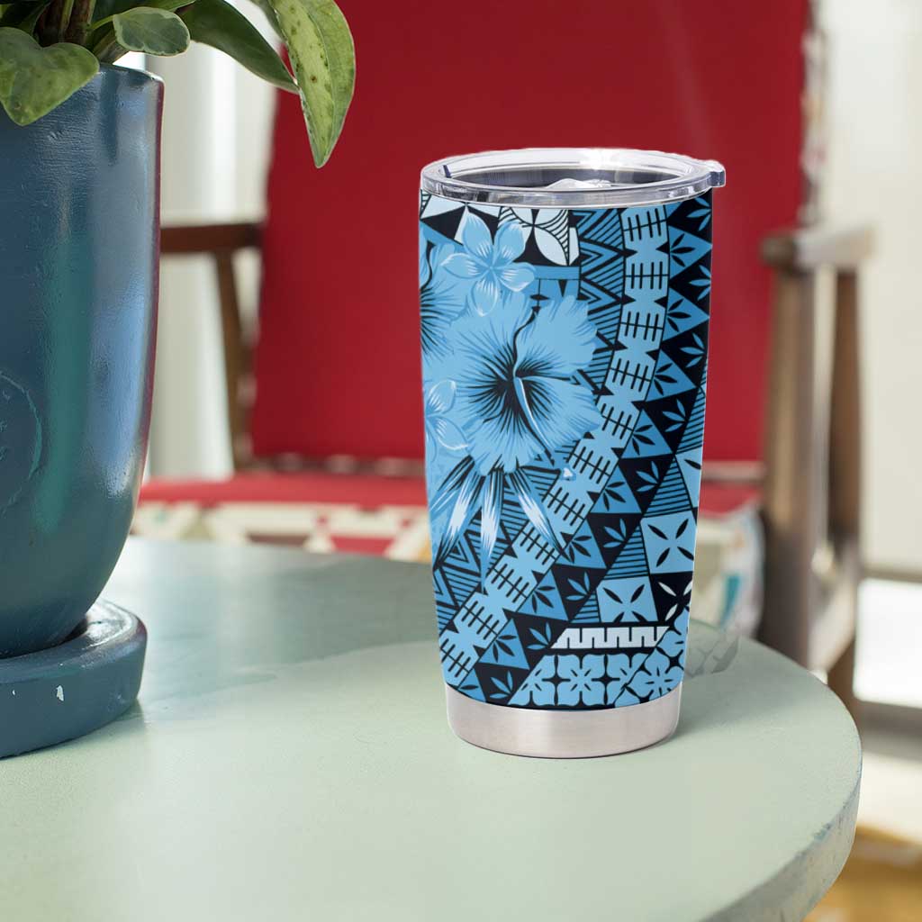 Bula Fiji Tumbler Cup Turquoise Kaivity Masi Tapa LT7 - Polynesian Pride