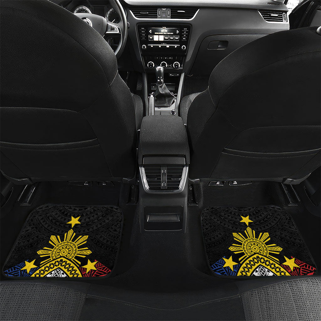 Philippines Heritage Baybayin Mix Polynesian Car Mats LT7 Set 2pcs - Back Black - Polynesian Pride
