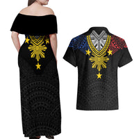 Philippines Heritage Baybayin Mix Polynesian Couples Matching Off Shoulder Maxi Dress and Hawaiian Shirt LT7 - Polynesian Pride