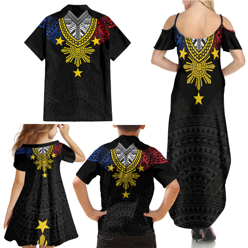 Philippines Heritage Baybayin Mix Polynesian Family Matching Summer Maxi Dress and Hawaiian Shirt